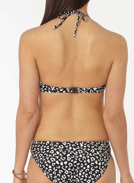Leopard Print Plunge Bikini Top